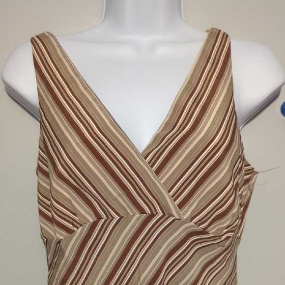 Striped Brown Sleeveless Dress - Picture 4 of 7